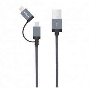 Astrum CHARGE/SYNC CABLE APPLE 8PIN / MICRO USB BRAID GREY
