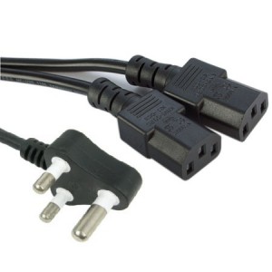 3 Pin Power Plug to 2 Way IEC Plug Cable 1.7 m