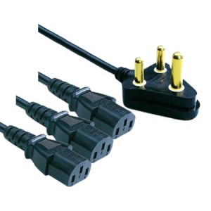 Normal 3 Pin Plug to 3x IEC Connector Cable 3.8m