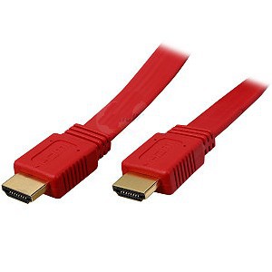 HDMI Male to HDMI Male Cable 25m Long Version 1.4 Red Flat