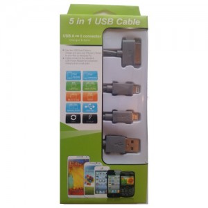 USB Mobile Data Cable 4 In 1 Charger And Sync Grey