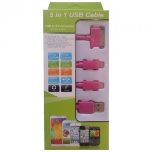 USB Mobile Data Cable 4 In 1 Charger And Sync Pink