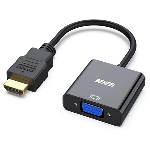 BENFEI HDMI Male To VGA Female Adapter With Gold-Plated Connector And Supports Resolution Up To 1080P@60Hz - Black Colour