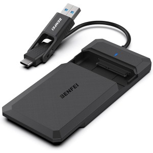 BENFEI USB-A / C 3.0 Male 2.5" SATA III HDD/SSD Enclosure With Supporting UASP- S.M.A.R.T And TRIM Protocol And Ultra-Fast 5Gbps Transmission Speed - Black Colour