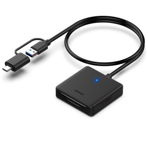 BENFEI USB-C Male 4-In-1 Card Reader With 1X USB-C / A Input + 1X CF/SD/TF/MS Card Slots And OTG Connection Supported - Black Colour
