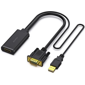BENFEI VGA Male To HDMI Female Adapter + USB-A Male Audio With Gold-Plated Connectors And Support Resolution Up To 1080P@60Hz - Black Colour