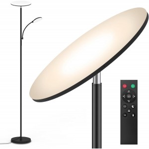 2-in-1 LED Floor Lamp for Living Room – 69" Tall Standing Lamp with Remote &amp; Bendable Reading Light – Dimmable Bright Light for Bedroom &amp; Office