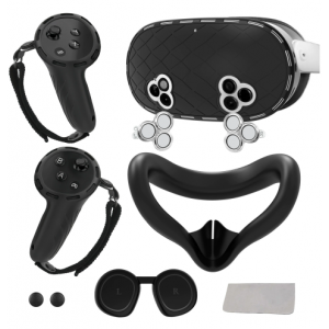 7-in-1 Silicone Cover Set for Meta Quest 3S – Protective VR Accessories Kit with Face Cover- Grip Sleeves- Lens Protector &amp; More