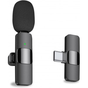 TUFF-LUV Wireless [Vlogging / Streaming] Lavalier Lapel Microphone - USB-C Smartphones - Black
