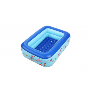 Kids Inflatable Swimming Pool – 2-Ring Rectangular Pool – Easy Setup, Thick Vinyl – Blue