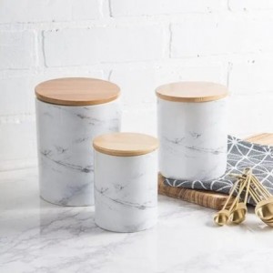 Alabaster Canister - Brass and White - 18cm