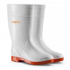 Wayne Ladies Half L Gumboot - White/Red - Size 4