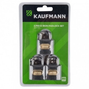 Kaufmann Steel Lock Set 3 Pc 30mm