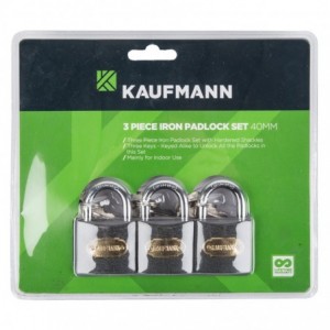 Kaufmann Steel Lock Set 3 Pc 40mm