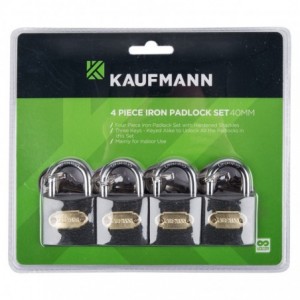 Kaufmann Steel Lock Set 4 Pc 40mm