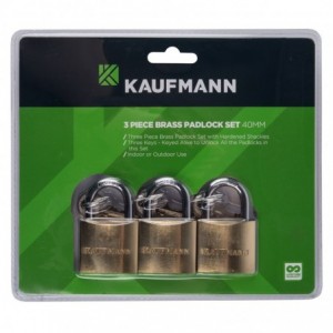 Kaufmann Brass Lock Set 3 Pc 40mm