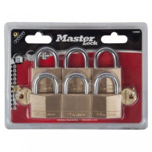 Mackie Master Pad Lock Brass 6pk 40mm Keyed Alike
