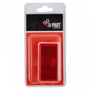 U-PART Stick On Rectangular Reflec Red 65MM 2PK