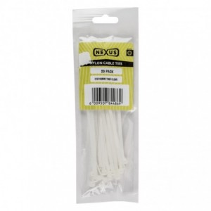 Nexus Cable Ties T30R 3.6mmx150mm - White - 20 Pack