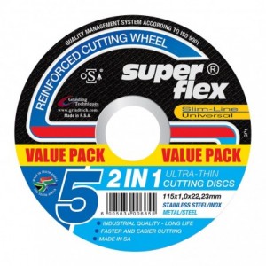 Superflex Cutting Disc 2in1 Flat 115x1.0mm 5pack