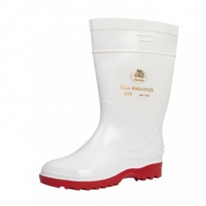 Bata Elegant Ladies Gumboot - White/Red - Size 7