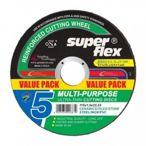 Superflex Cutting Disc Multi Purpose 115x1.0mm - 5 Per Pack