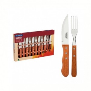 Tramontina Cutlery Braai Set - 12pc - Wood Brown