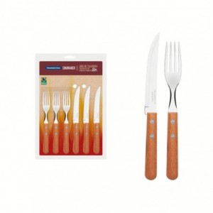 Tramontina Cutlery Braai Set - 12pc - Wood Econo Brown