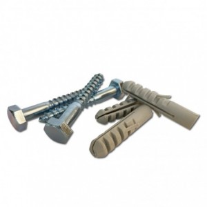 Ifasten Coach Screw M12x90mm &amp; Wall Plug Grey 5 Per Pack