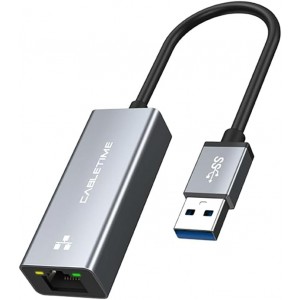 Cabletime USB 3.0 to LAN Adapter – 15CM- High-Speed Ethernet