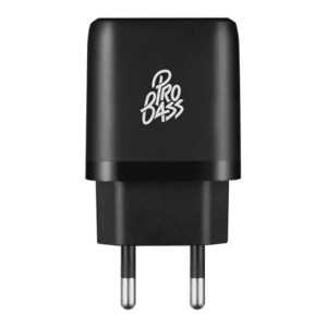 Pro Bass PowerCharge Series 12W Dual USB and Type-C Wall Charger- Black