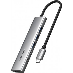 CableTime - 0.15M 6-IN-1 USB-C HUB 4K 30HZ- USB3.0 &amp; PD