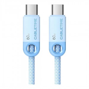 CableTime - 2M USB-C PD60W CHARGE &amp; SYNC CABLE-BLUE
