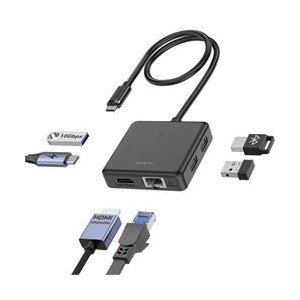 BENFEI USB-C 6-In-1 Docking Station With 1X HDMI(4K@60Hz)- RJ45 100Mbps- 1X USB-A 3.2 10Gbps + 2X USB 2.0 480Mbps and USB-C PD100W(max) – Black Colour