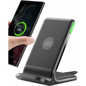 INIU I211 Wireless Charger - 15W Fast Qi Certified Charging Station with Sleep-Friendly Adaptive Light