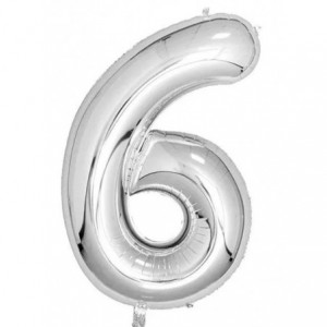 Casey 102cm Silver Balloon Number.6 Retail