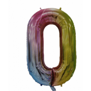 Casey 102cm Rainbow Balloon Number.0 Retail