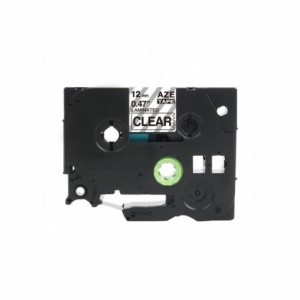 E1000pro Label 12mm AZE - Black on Clear 8m