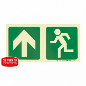Photoluminescent 190MM Safety Sign -E10-ARROW Up+running Man