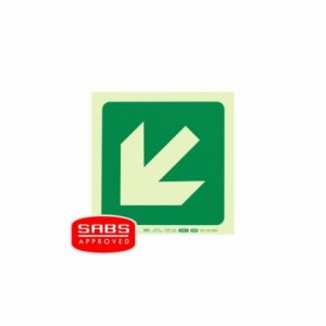 Photoluminescent 190MM Safety Sign -E30-DIAGONAL Arrow Down And Left