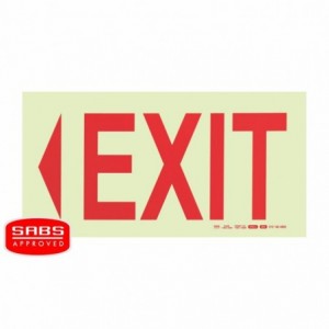 Photoluminescent 190MM Safety Sign -E5-ARROW Left+exit