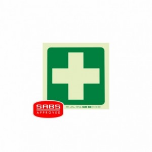 Photoluminescent 190MM Safety Sign -E7-GREEN Cross