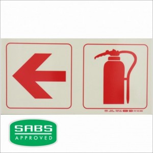 Photoluminescent 190mm Safety Sign F16 Arrow Left Fire Extinguisher