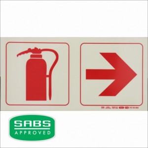 Photoluminescent 190MM Safety Sign - F19-FIRE Extinguisher+arrow Right