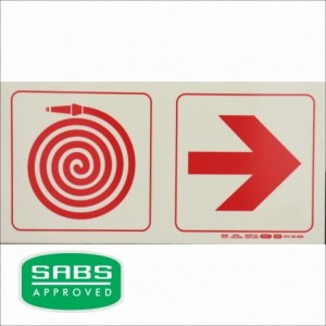 Photoluminescent 190mm Safety Sign F20 Fire Hose Reel Arrow Right