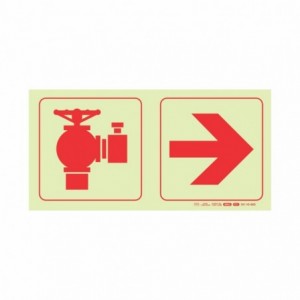 Photoluminescent 190MM Safety Sign - Fire Hydrant+arow Right