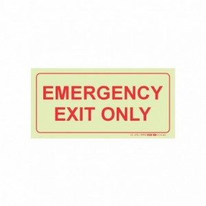 Photoluminescent 190mm Safety Sign F41 Emergency Exit Only