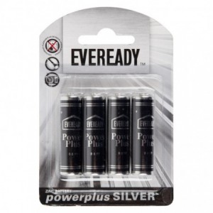 Eveready Battery Powerplus Silver Zinc Aa 4 PACK