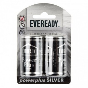 Eveready Battery Powerplus Silver Zinc D 2 PACK