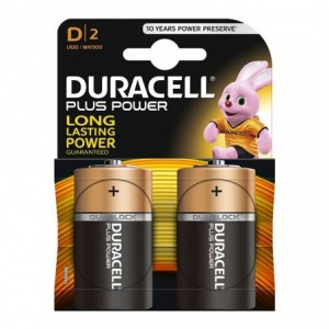 Duracell Battery Plus Alkaline D 2 PACK